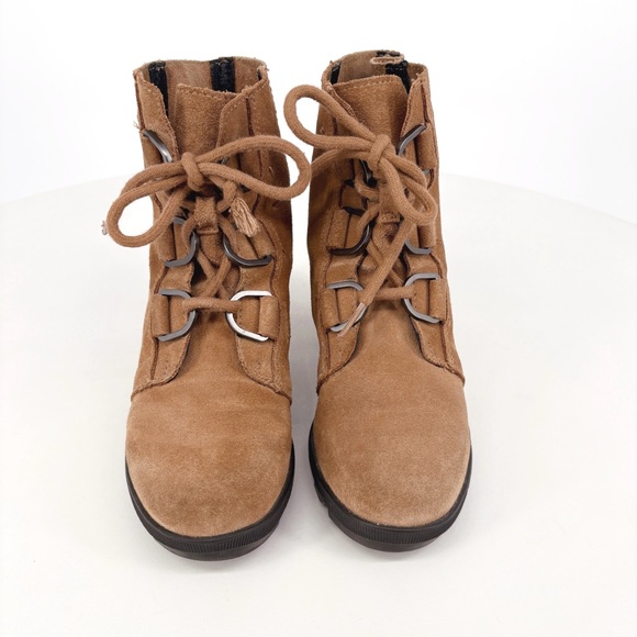 SOREL | Girls Joan of Arctic Wedge II Brown Glitter Suede Booties | Sz Youth 2 - Picture 2 of 11